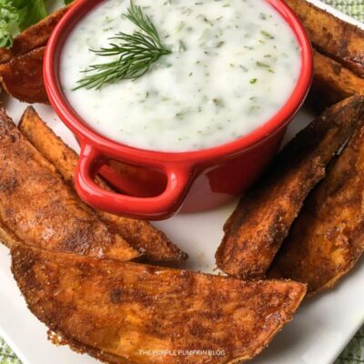 Spicy Sweet Potato Wedges and Herbed Coconut Dip Recipe