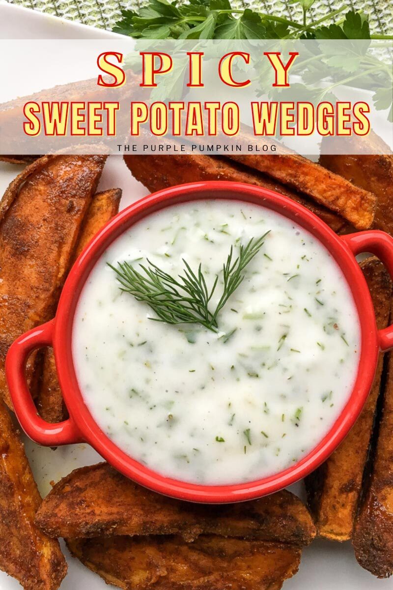 Spicy Sweet Potato Wedges with Herbed Yogurt Dip