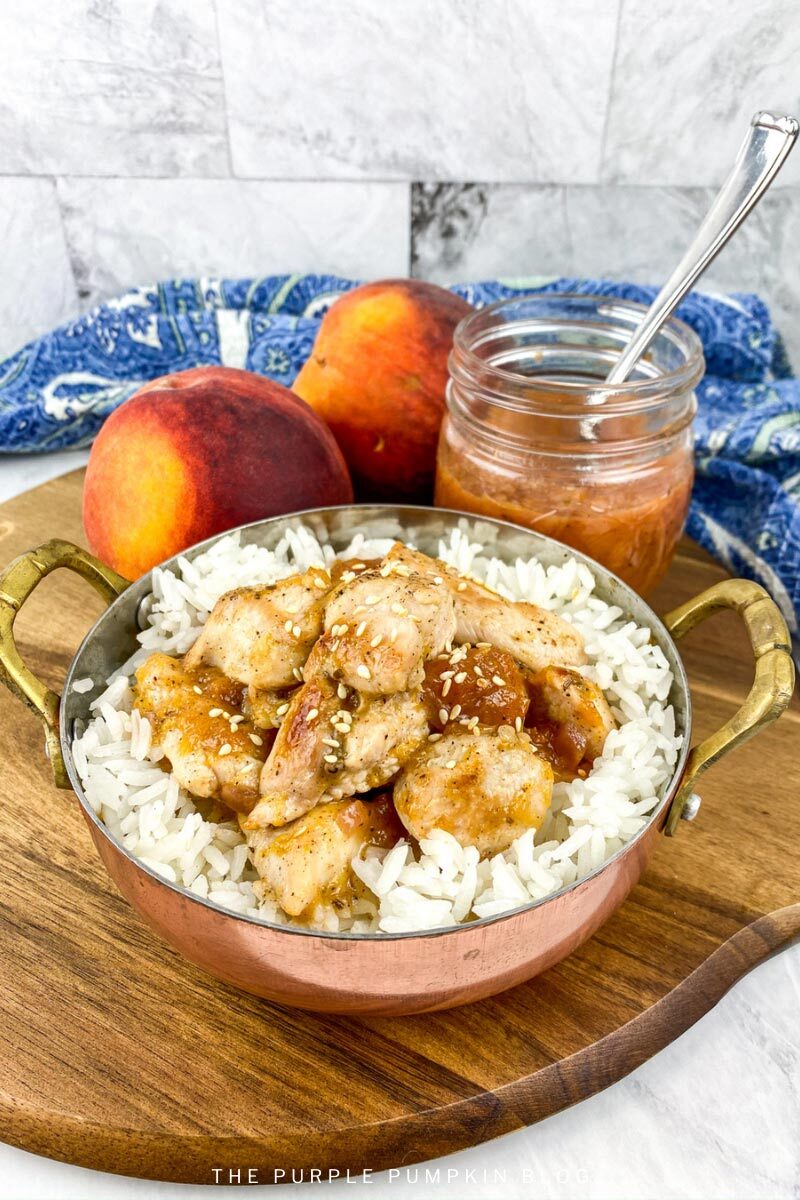 Chicken in Peach Sauce with Rice Recipe