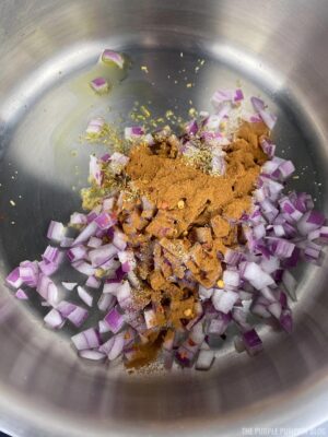 Cooking the onions