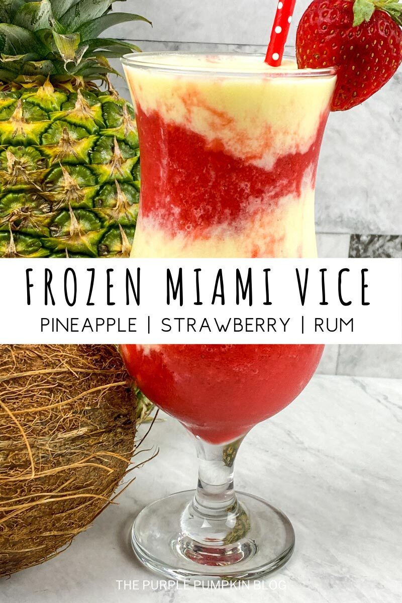Frozen Miami Vice with Pineapple, Strawberry and Rum