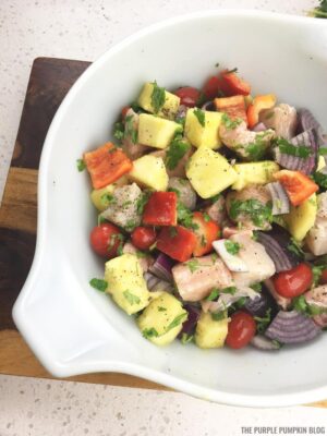Marinating Swordfish & Pineapple