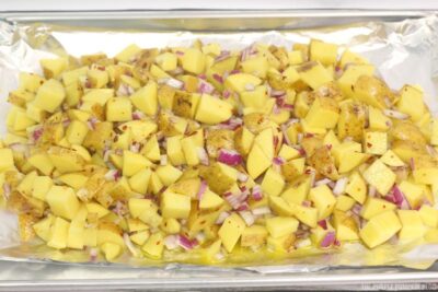 Potato mixture on foil
