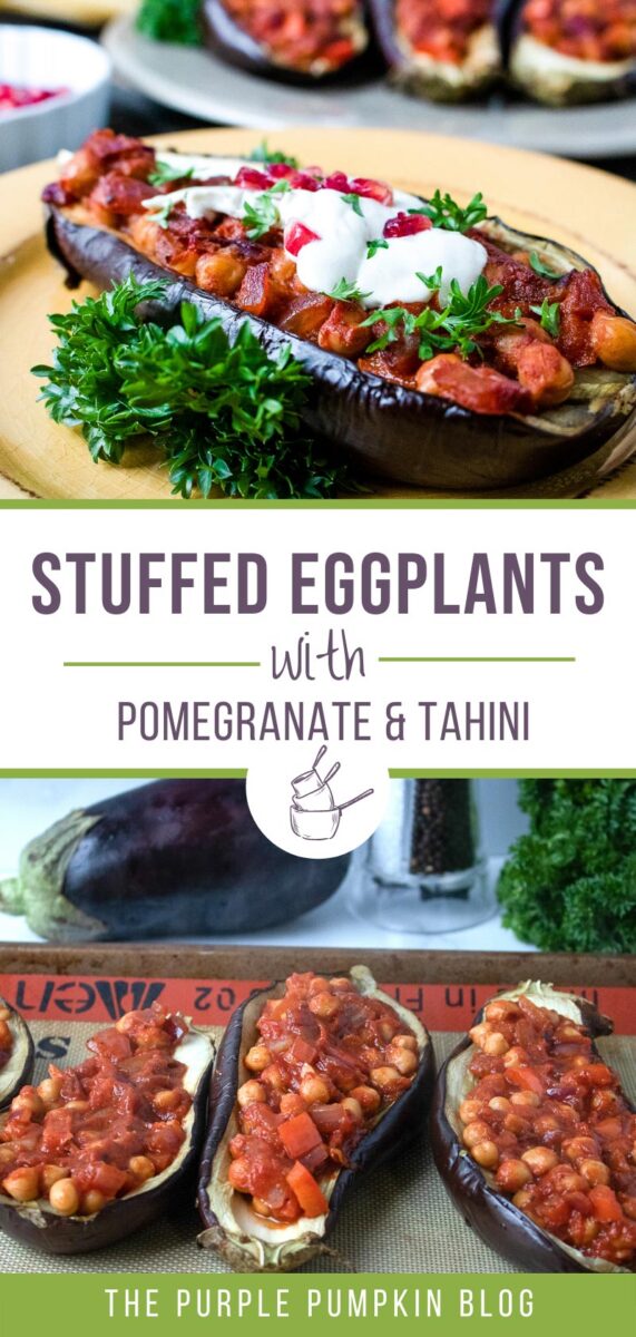 Stuffed Eggplants with Pomegranate & Tahini