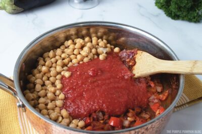 Adding the Chickpeas & Tomatoes