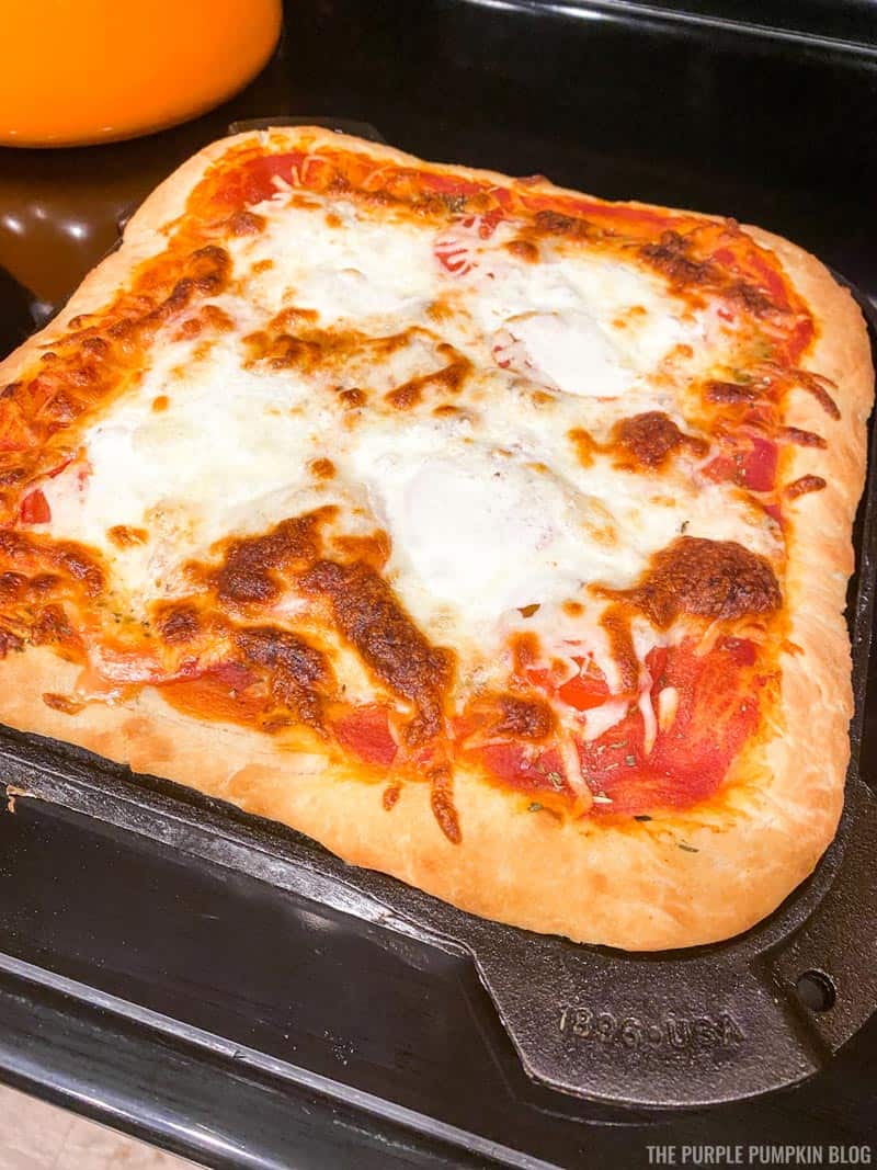 Cooked Cast Iron Pizza
