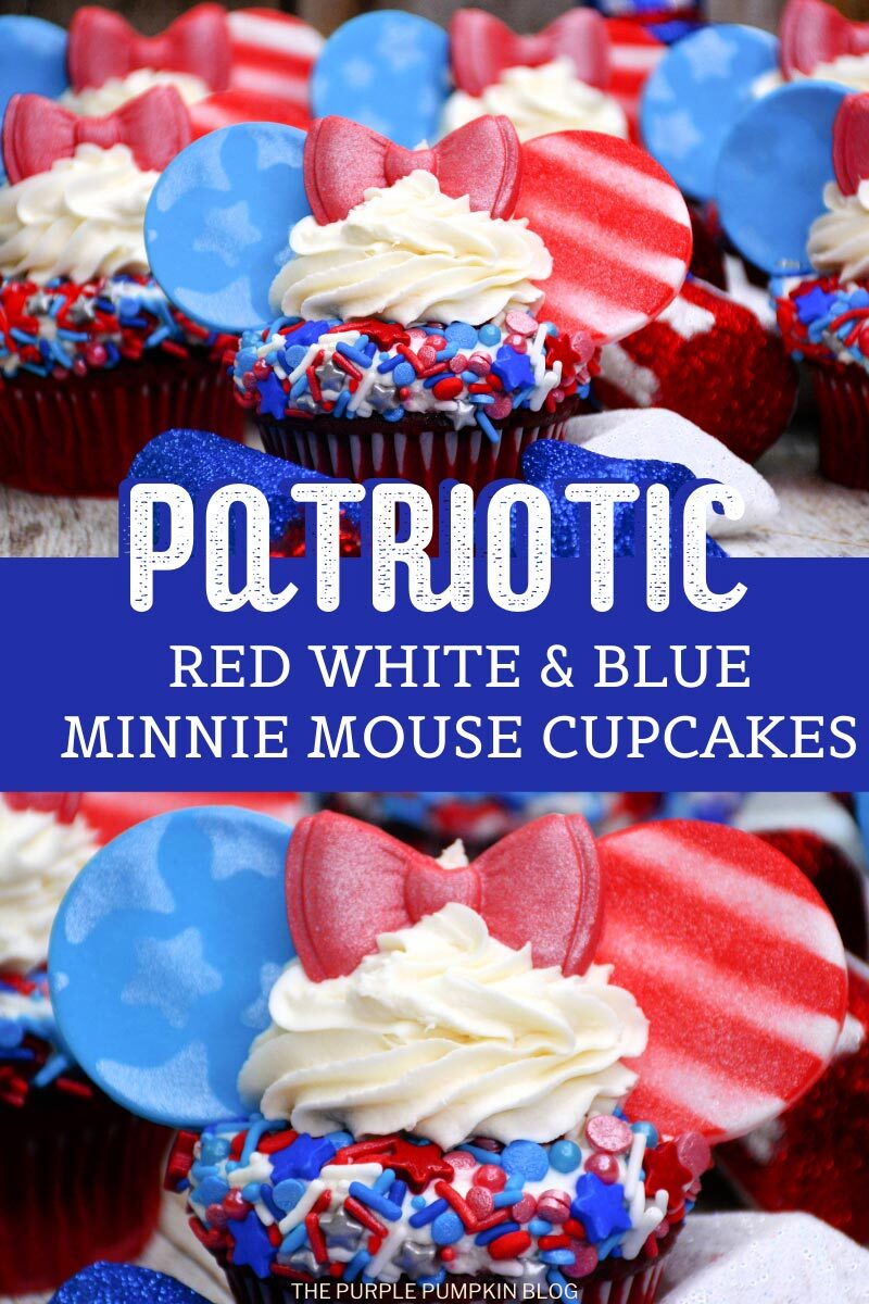 Patriotic Red White & Blue Minnie Mouse Cupcakes