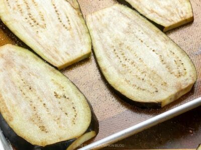 Sliced Eggplant on Baking Tray