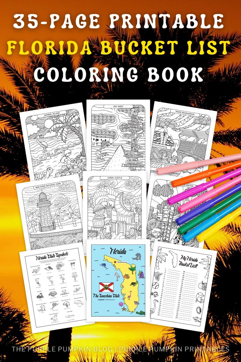 35-Page Printable Florida Bucket List Coloring Book