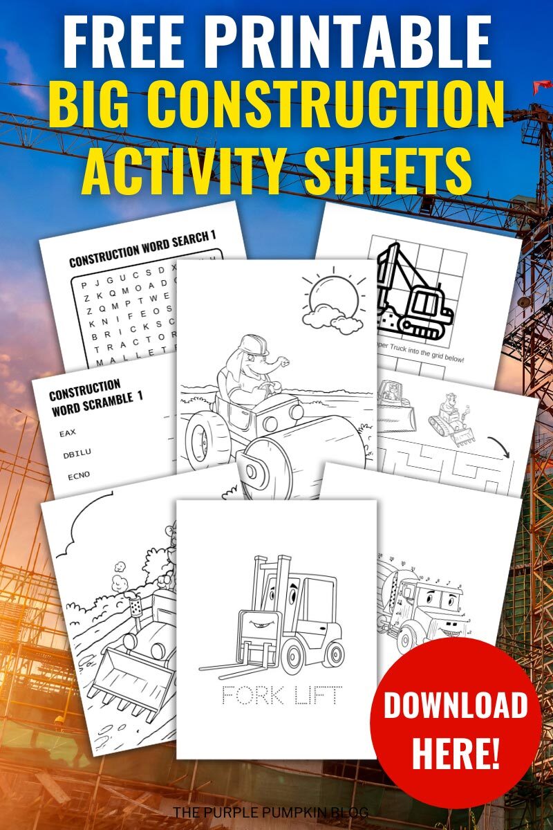 Free Printable Big Construction Activity Sheets
