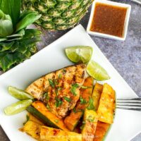 How to Make Garlic-Chili Swordfish with Grilled Pineapple & Papaya