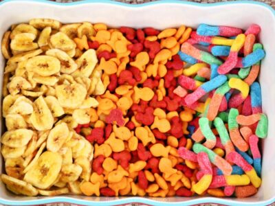 Jungle Cruise Snack Mix Ingredients - Banana Chips, Goldfish, Mickey Crackers & Gummy Worms