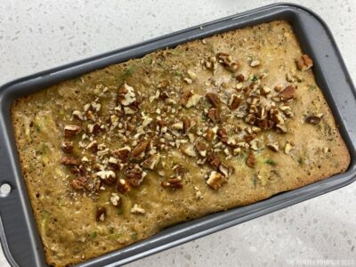 Pecans Sprinkled on top of part-baked Bread