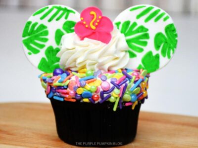 Pink Flower Added to Cupcake