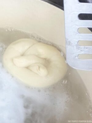 Pretzel Dough in Baking Soda Bath