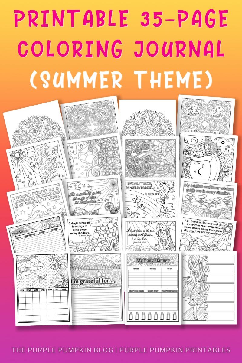 Free Printable Summer Coloring Pages for Adults + Calendar Sheet