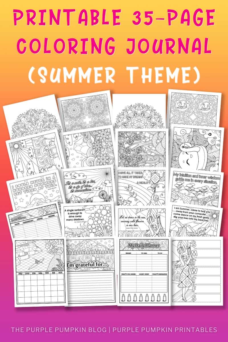 Free Printable Summer Coloring Pages for Adults + Calendar Sheet