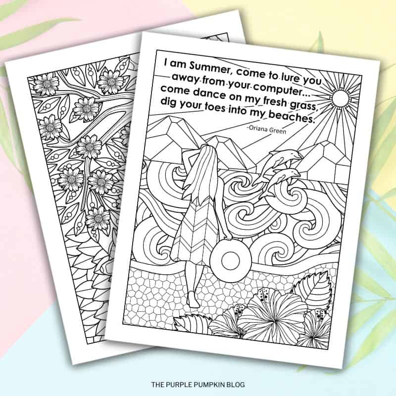 Free Printable Summer Coloring Pages for Adults + Calendar Sheet
