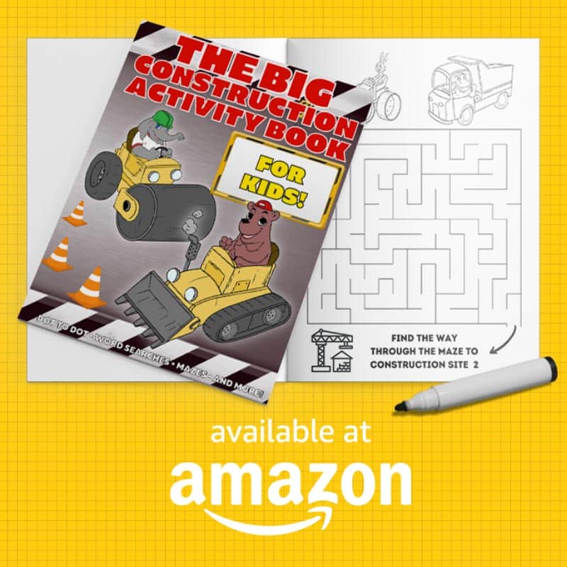 The Big Construction Activity Book For Kids Available at Amazon