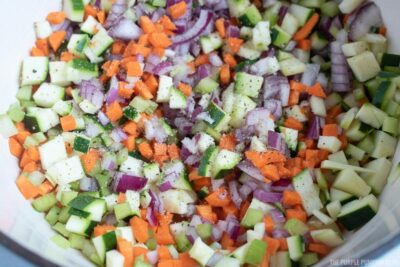Adding Chopped Veggies to Pot