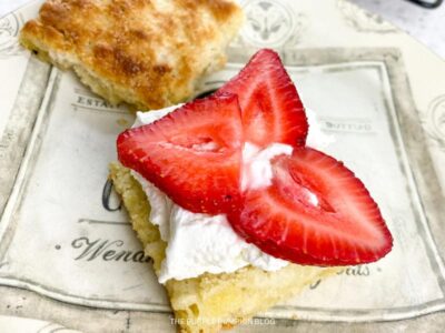 Bottom Biscuit Layer with Cream & Strawberries