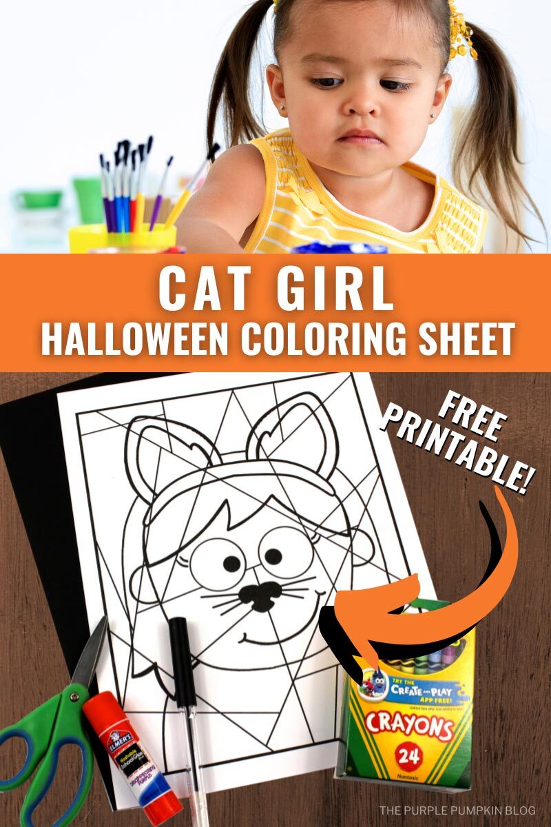 Cat Girl Halloween Coloring Sheet
