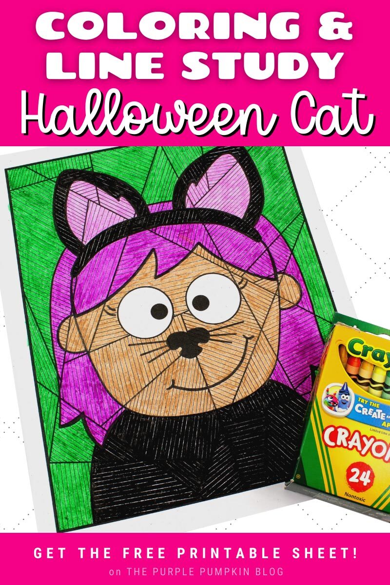 Coloring & Line Study Halloween Cat Girl