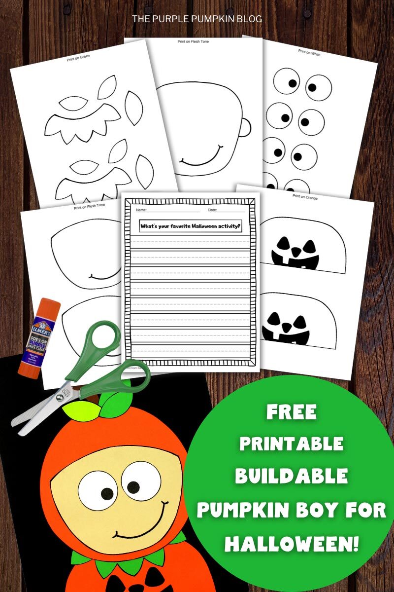 Free Printable Buildable Pumpkin Boy for Halloween