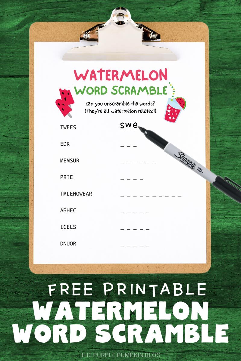 Free Printable Watermelon Word Scramble
