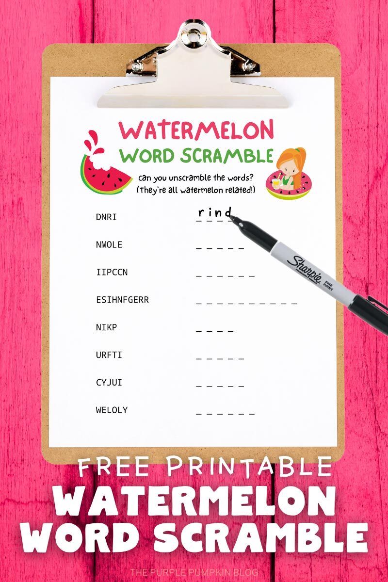 Free Printable Watermelon Word Scramble Sheets