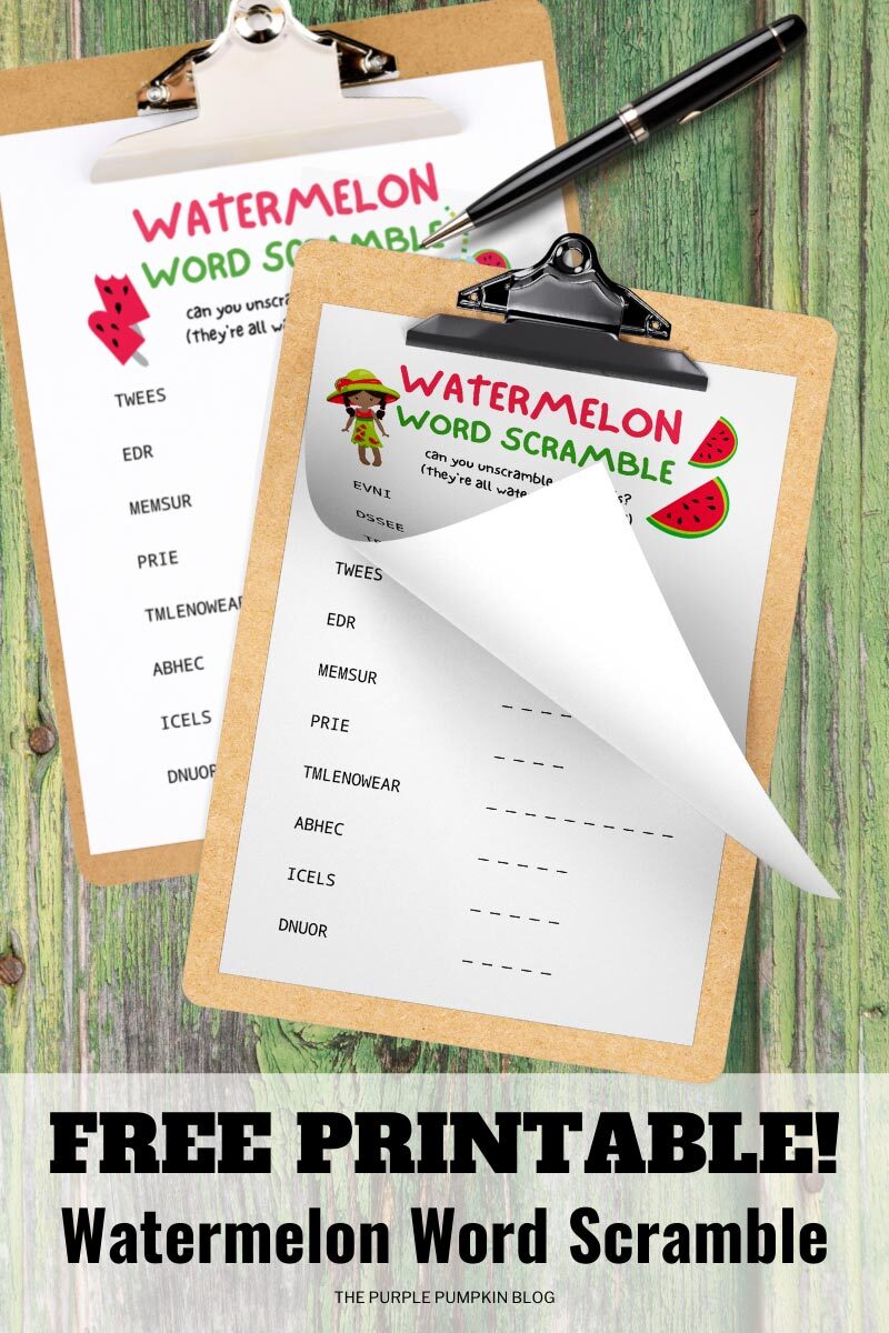 Free Printable for Summer - Watermelon Word Scramble