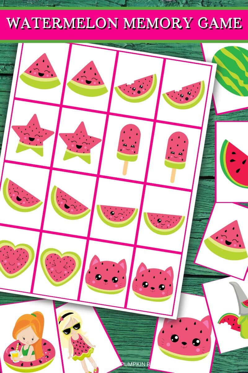 Free Watermelon Memory Game Cards Printable
