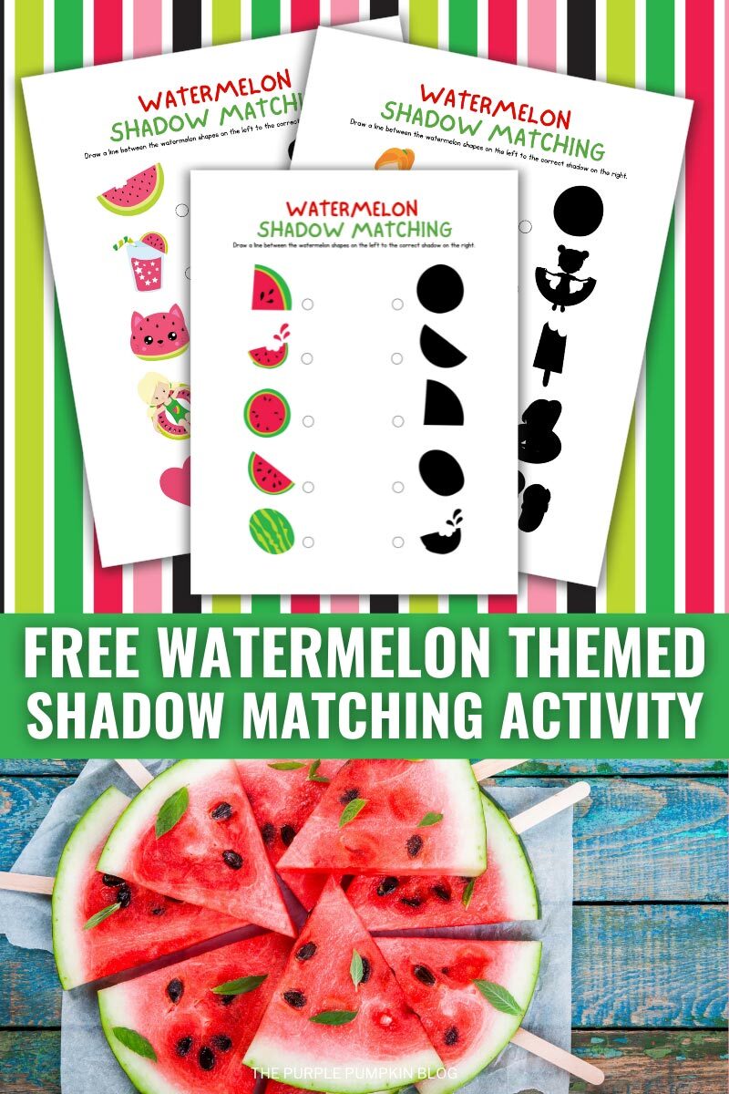 Free Watermelon Themed Shadow Matching Activity