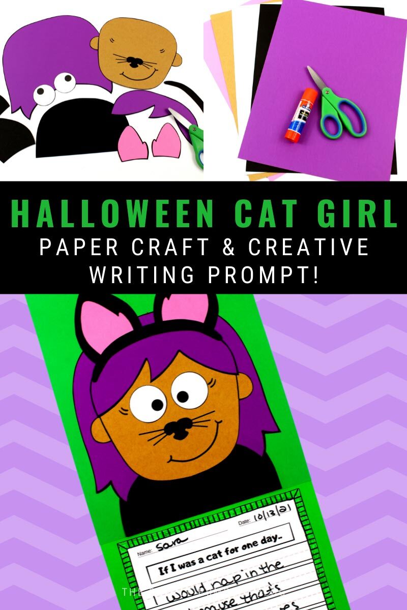 Halloween Cat Girl Paper Craft & Creative Writing Prompt