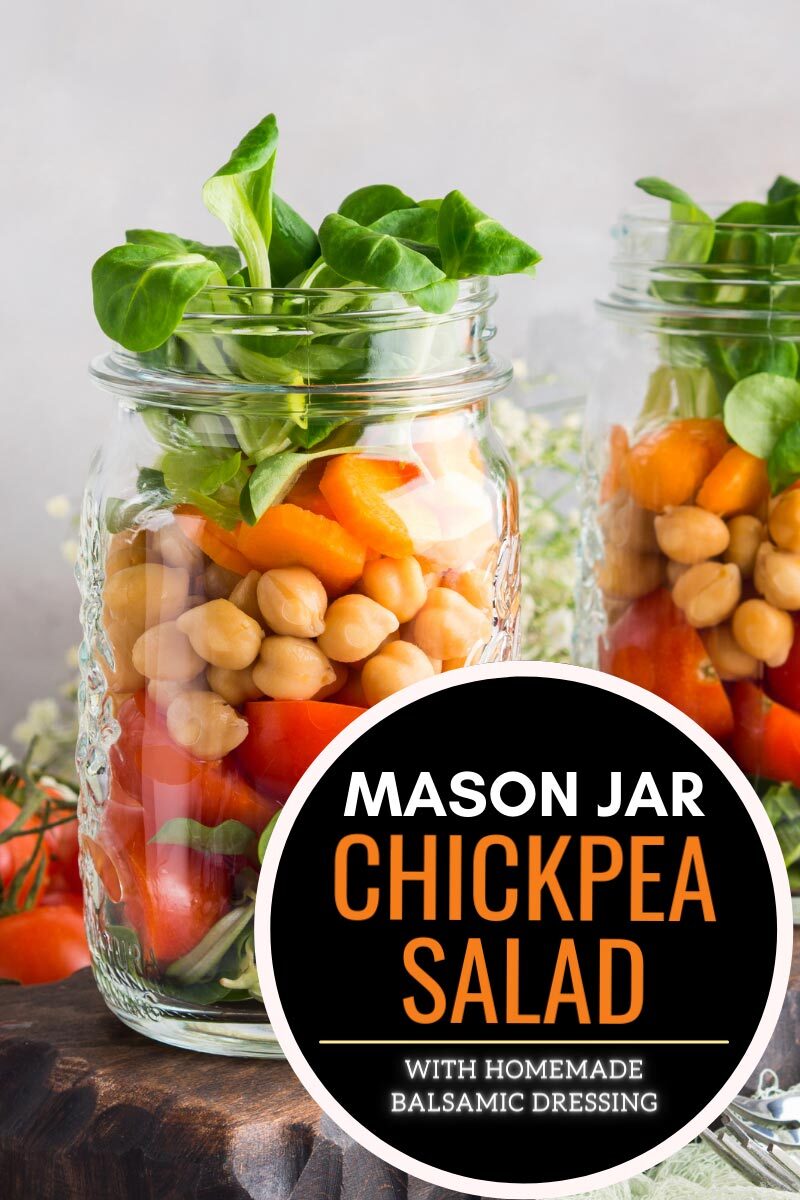 Mason Jar Chickpea Salad with Homemade Balsamic Dressing