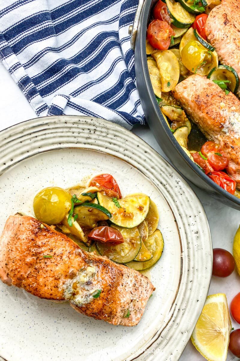 Pan-Fried Crispy Salmon with Summer Vegetables