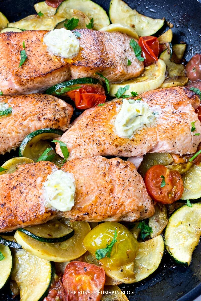 Salmon & Summer Vegetables with Herb Butter