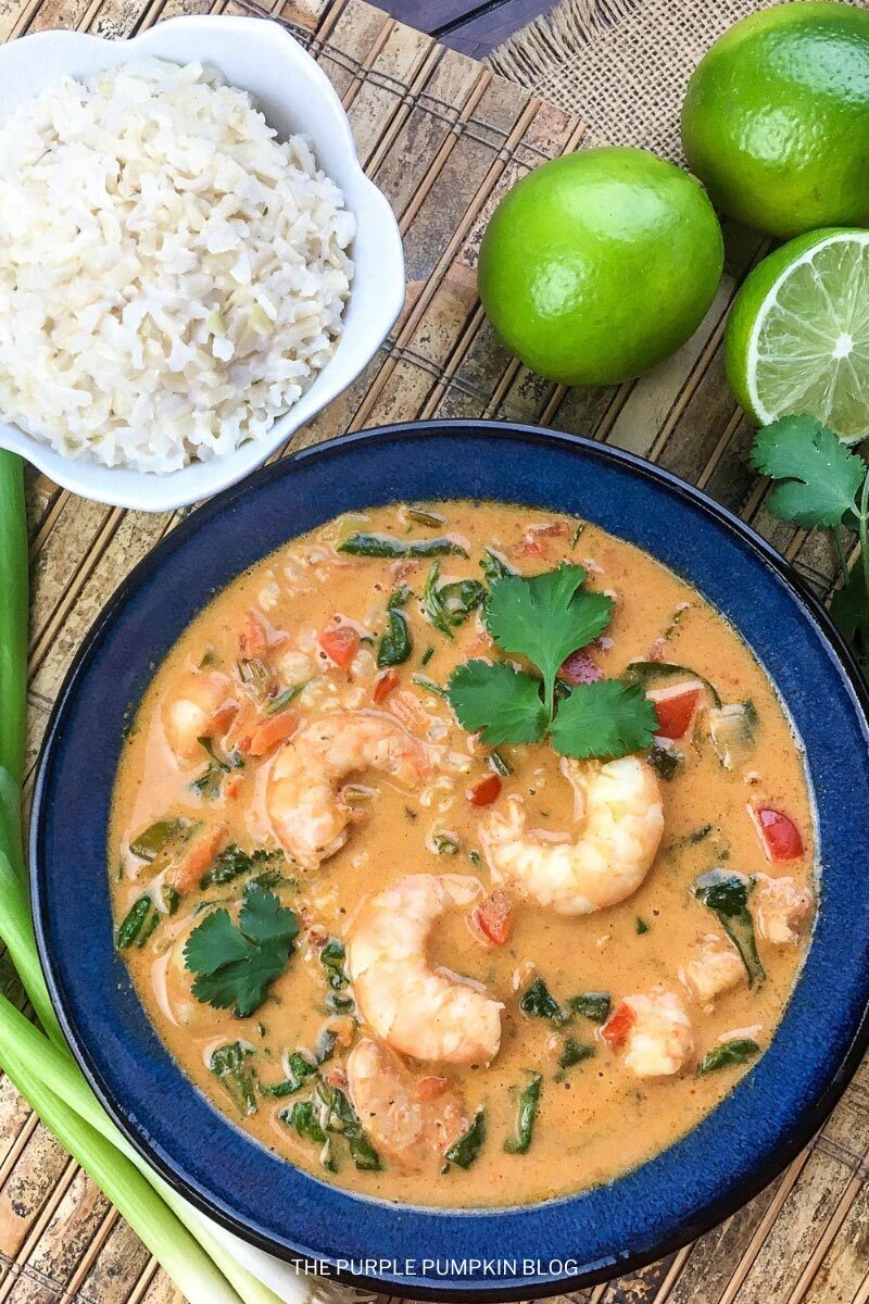 Thai Coconut Shrimp Soup and Rice on the Side