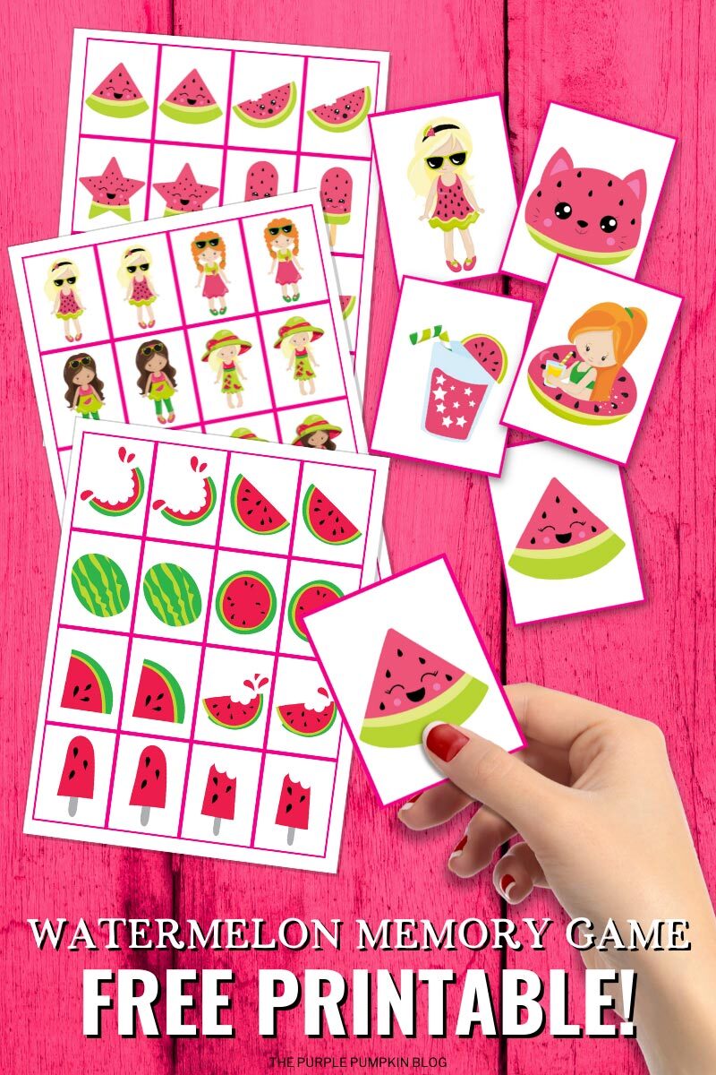 Watermelon Memory Game Free Printable for Summer