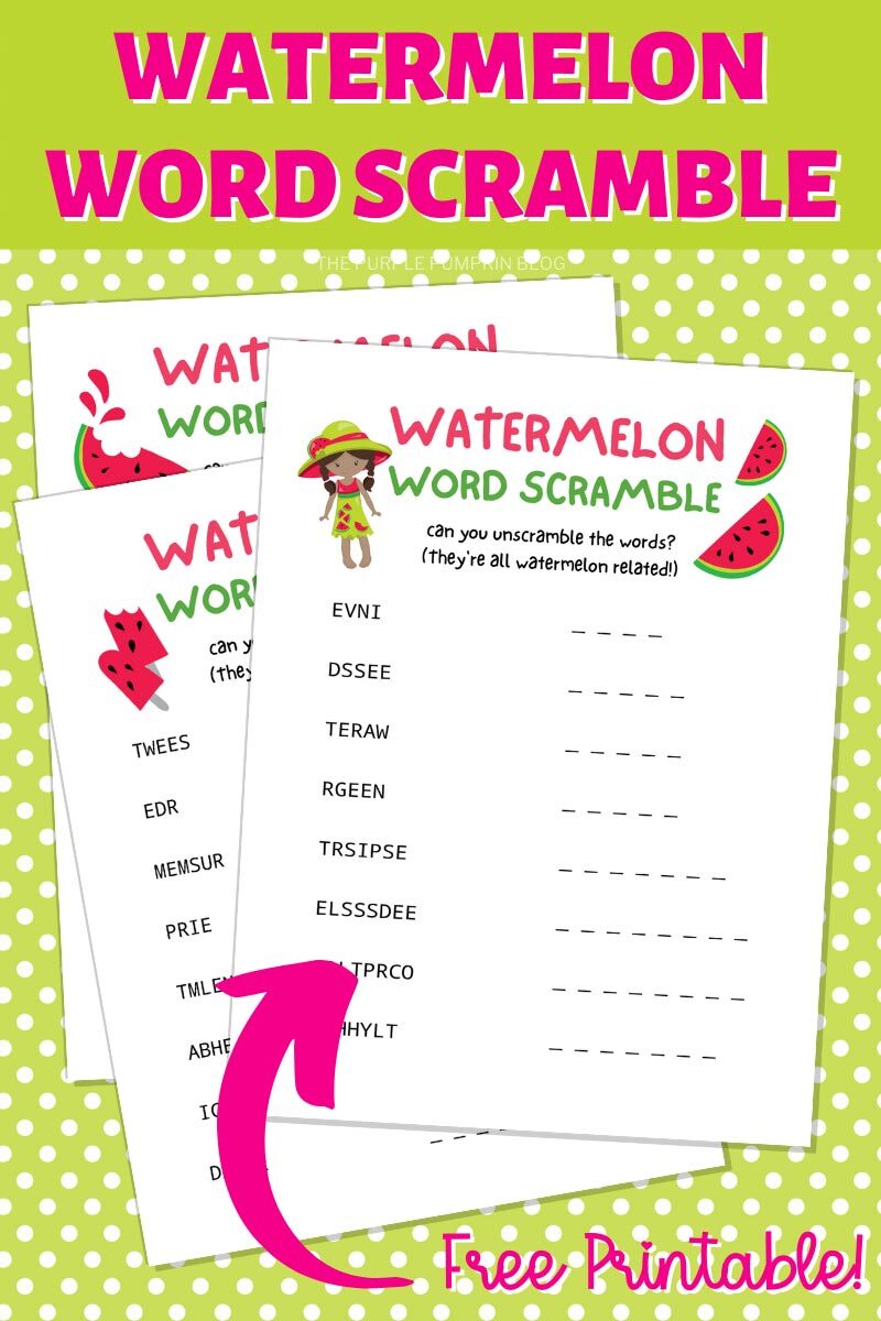 Watermelon Word Scramble - Free Printable Sheets