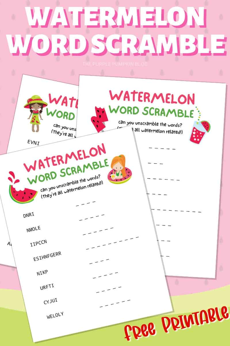 Free Watermelon Word Scramble Printable for Summer!