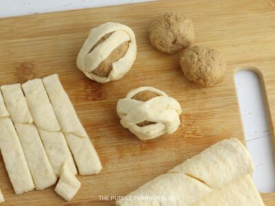 Wrapping Meatballs in Strips of Dough
