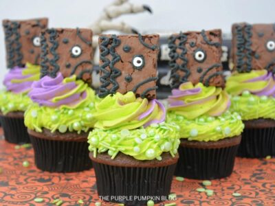 Hocus Pocus Cupcakes with Brownie Book of Spells on top