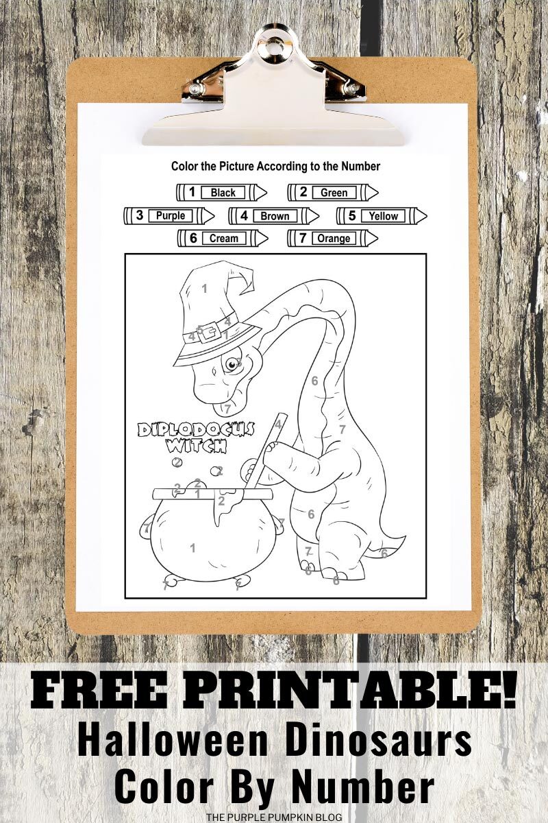 Free Printable! Halloween Dinosaurs Color By Number