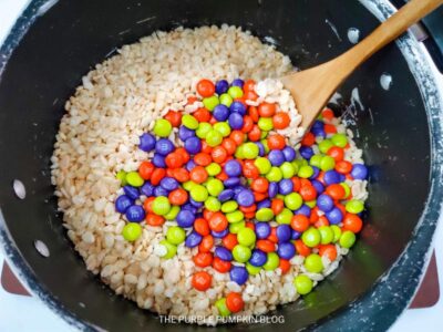 M&Ms added to Pan