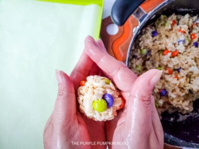 Rolling Rice Krispie Mixture into Balls