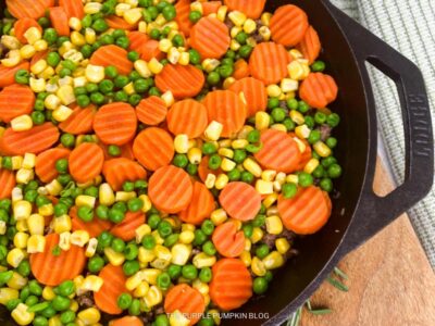 Veggies on Shepherd's Pie Ground Lamb Filling