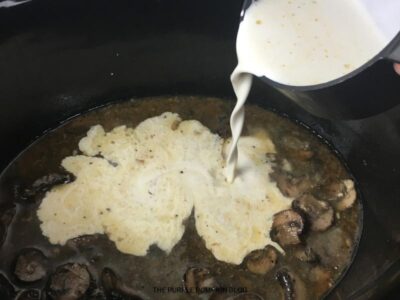 Adding Tempered Cream to Pot