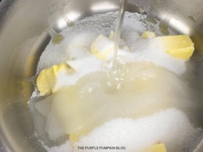 Butter Sugar and Corn Syrup in Pan