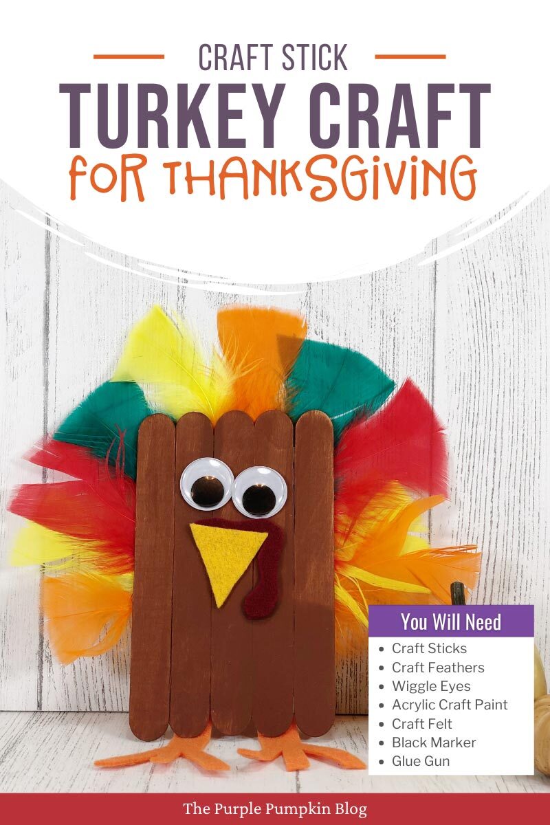 Craft Stick Turkey Craft for Thanksgiving
